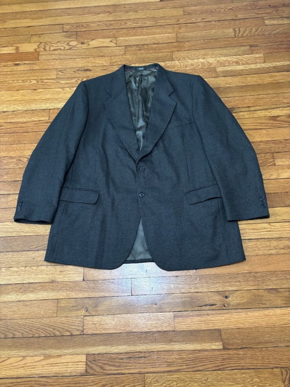 Alexander Lloyd Mens Blazer Jacket Sz 50L Gray Wool Houndstooth 2 BTN Sport Coat